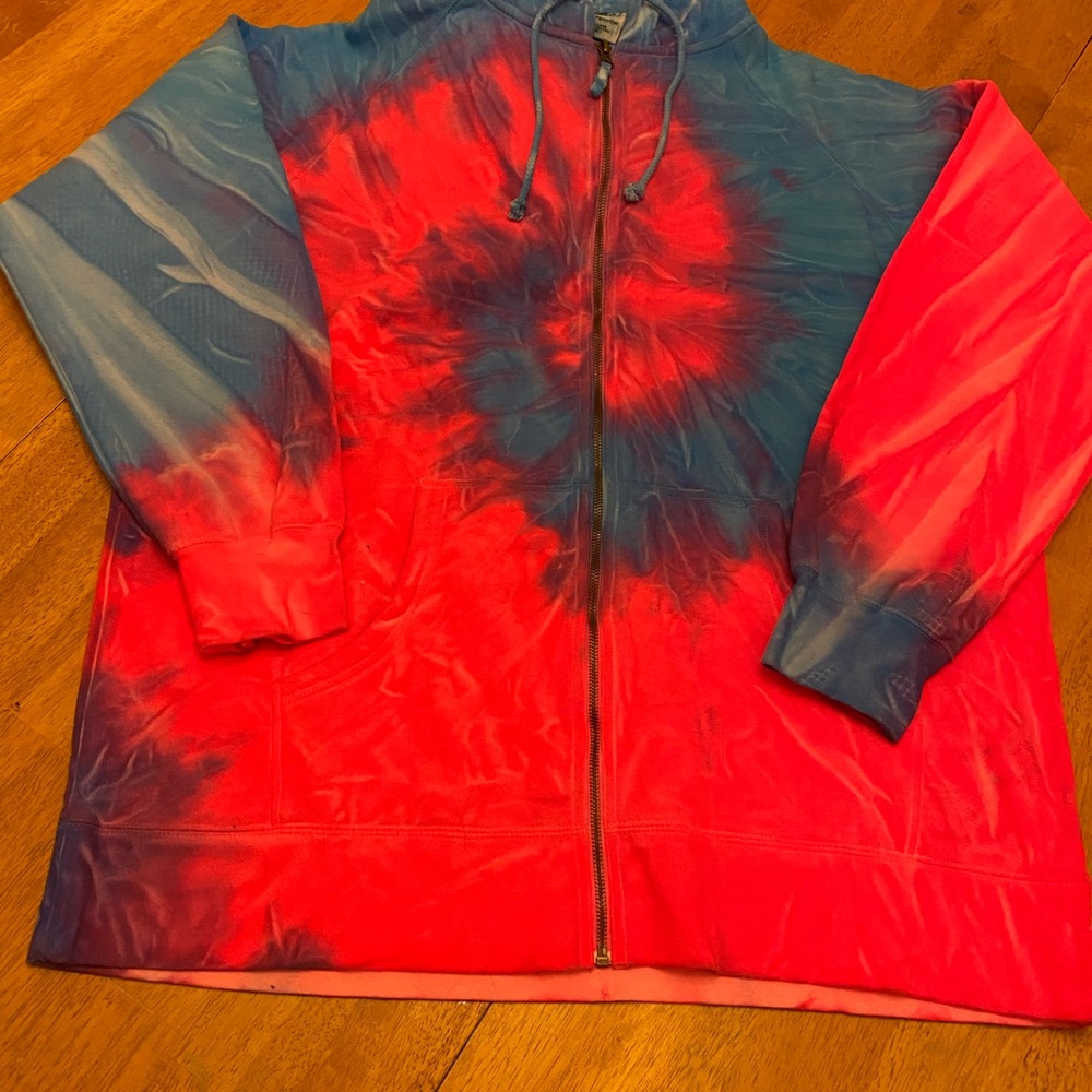 Authentic Pigment zip up bright color tie dye sz L